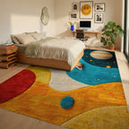 Cosmic Galaxy Planets Swirl Rug - Bedroom View