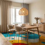 Cosmic Galaxy Planets Swirl Rug - Dining Room View