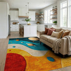 Cosmic Galaxy Planets Swirl Rug - Living Room View