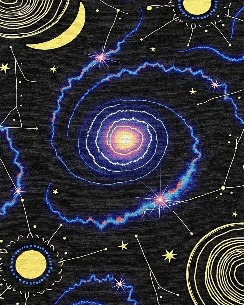Cosmic Galaxy Swirl Celestial Rug - Cutout View