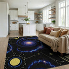 Cosmic Galaxy Swirl Celestial Rug - Living Room View