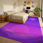 Cosmic Glowing Spheres Pink Purple Sky Rug Bedroom View