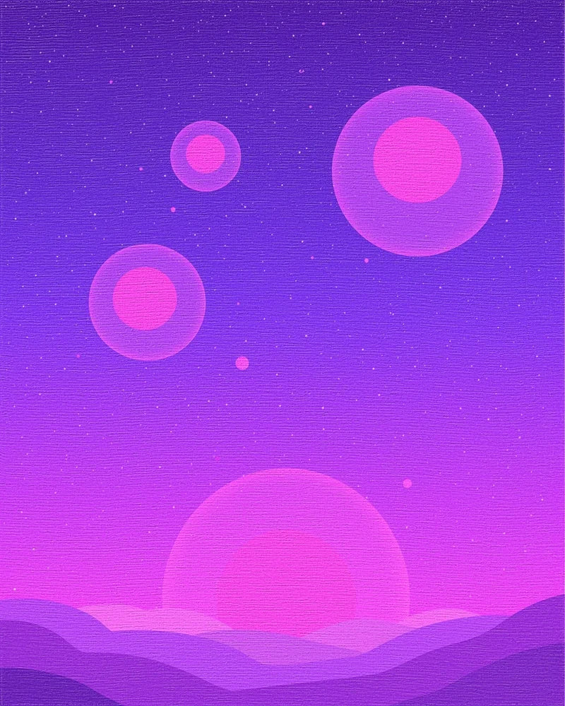 Cosmic Glowing Spheres Pink Purple Sky Rug - Cutout View