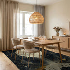 Cosmic Golden Moon Stars Rug - Dining Room View