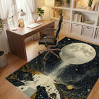 Cosmic Golden Moon Stars Rug - Office View