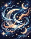 Cosmic Moon Glow Swirls Rug - Cutout View