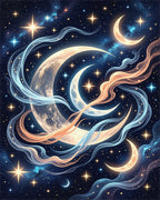 Cosmic Moon Glow Swirls Rug - Cutout View