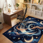 Cosmic Moon Glow Swirls Rug Office View