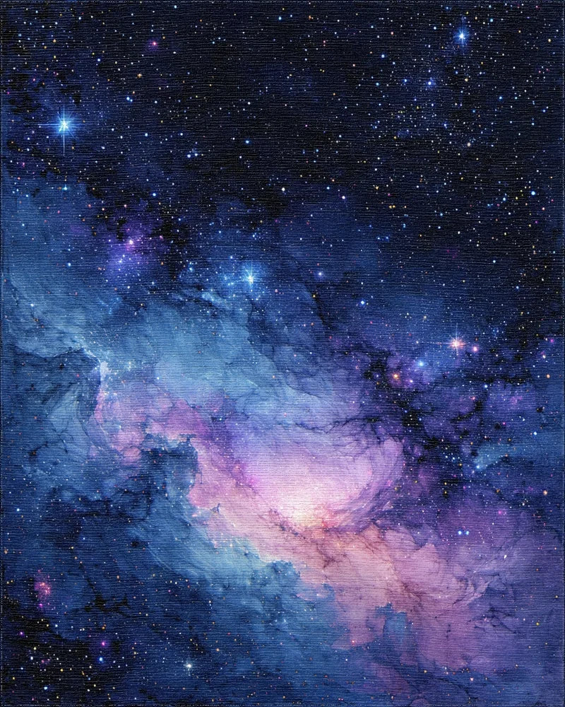 Cosmic Nebula Starry Blues Rug - Cutout View