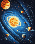 Cosmic Orange Planets Blue Swirls Rug - Cutout View