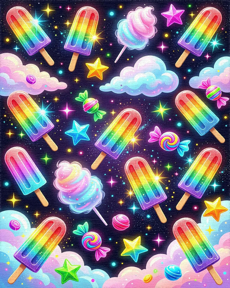 Cosmic Rainbow Popsicle Swirl Rug - Cutout View