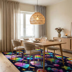 Cosmic Rainbow Popsicle Swirl Rug Dining Room View
