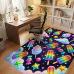 Cosmic Rainbow Popsicle Swirl Rug Office View