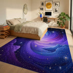 Cosmic Swirl Galaxy Stars Pattern Rug - Bedroom View