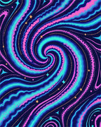 Cosmic Swirl Pattern with Stars Rug - Cutout View
