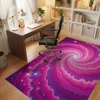 Cosmic Swirl Pink Nebula Rug Office View