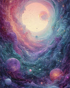 Cosmic Swirling Nebula Planets Rug - Cutout View