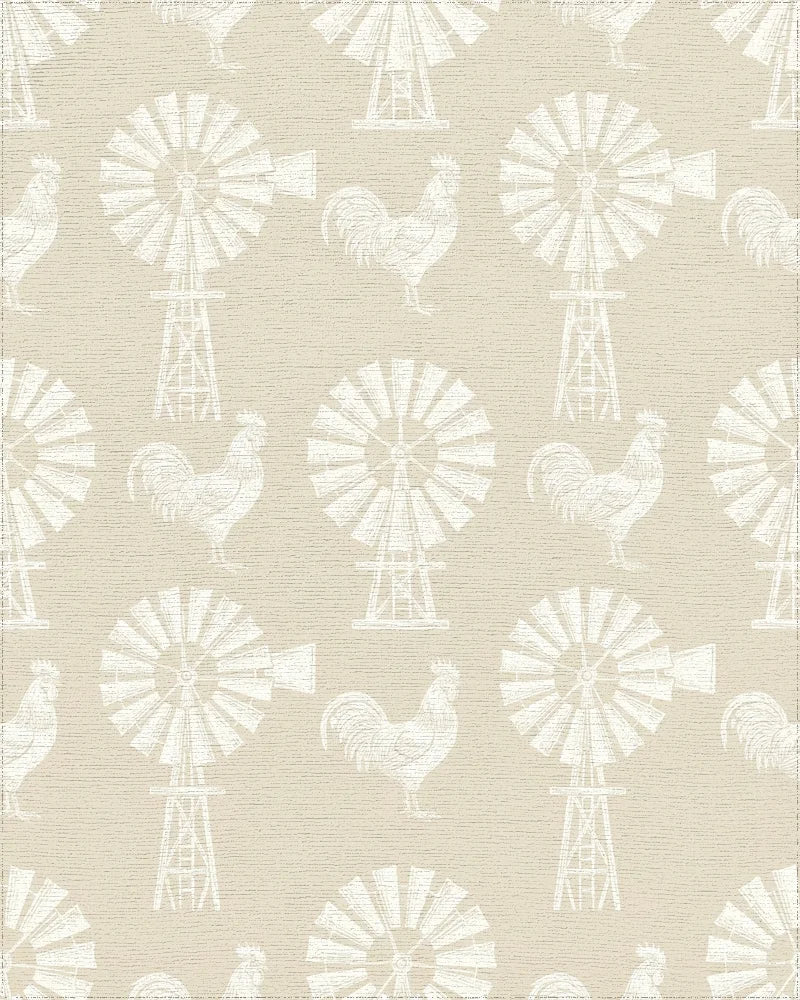 Country Farm Rooster Windmill Whimsical Rug - Cutout View