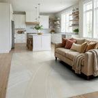 Cream Abstract Brush Stroke Rug Living Room View