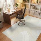 Cream Abstract Brush Stroke Rug Office View