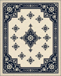 Cream and Navy Floral Medallion Rug - Cutout View