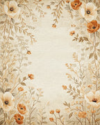 Cream and Orange Floral Vine Rug - Cutout View