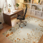 Cream and Orange Floral Vine Rug - Office View
