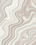 Cream and Taupe Swirling Abstract Lines Rug - Cutout View