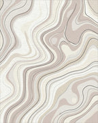 Cream and Taupe Swirling Abstract Lines Rug - Cutout View