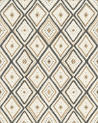 Cream Beige Diamond Tribal Rug - Cutout View