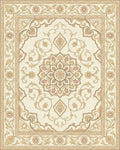 Cream Beige Floral Medallion Border Rug - Cutout View