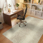 Cream Beige Snakeskin Texture Rug Office View