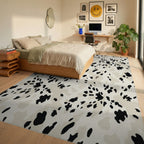 Cream Black Spotted Splash Rug Bedroom View