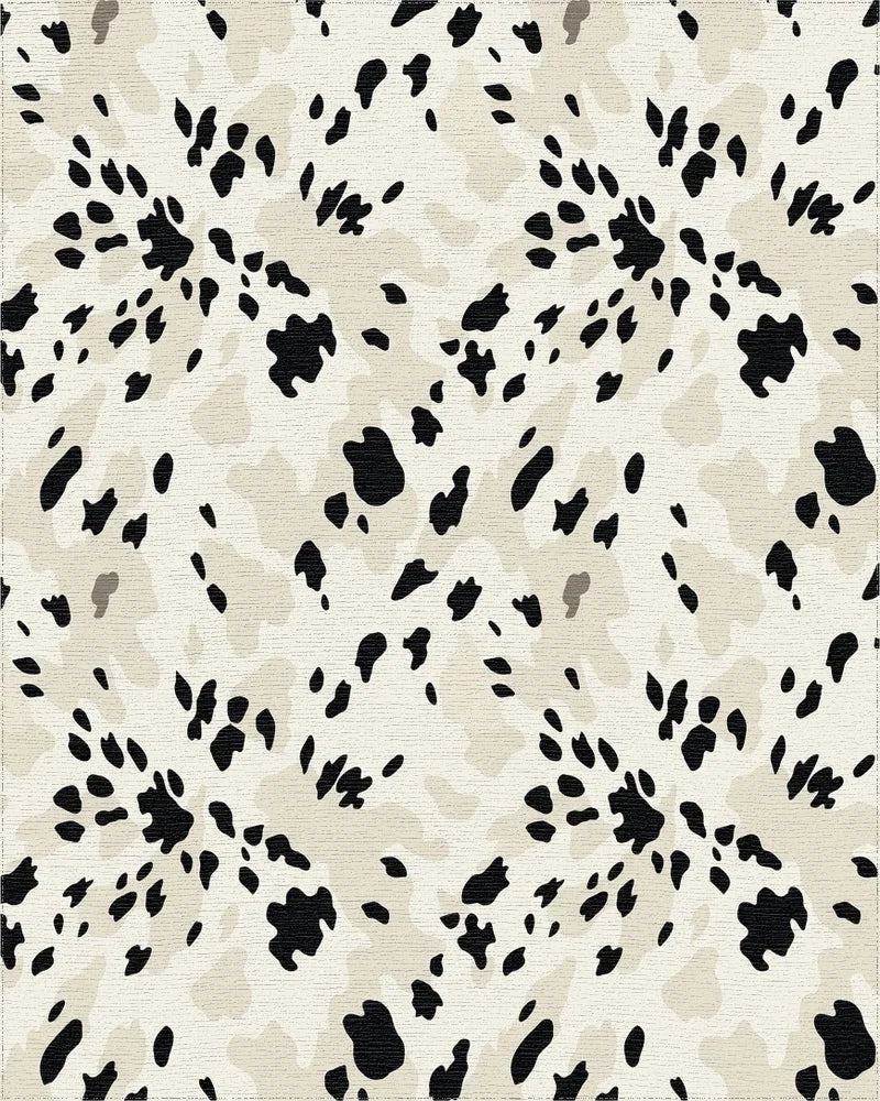 Cream Black Spotted Splash Rug - Cutout View