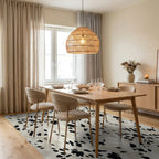 Cream Black Spotted Splash Rug Dining Room View
