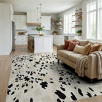 Cream Black Spotted Splash Rug Living Room View
