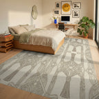Cream Boho Macrame Diamond Medallion Rug Bedroom View
