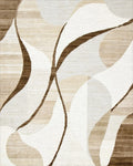 Cream Brown Abstract Swirl Rug - Cutout View