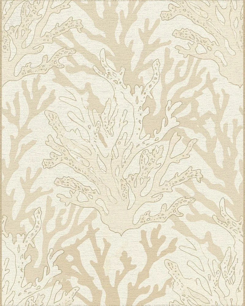 Cream Coral Reef Botanical Scene Rug - Cutout View