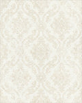 Cream Damask Acanthus Scroll Rug - Cutout View