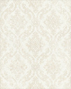 Cream Damask Acanthus Scroll Rug - Cutout View