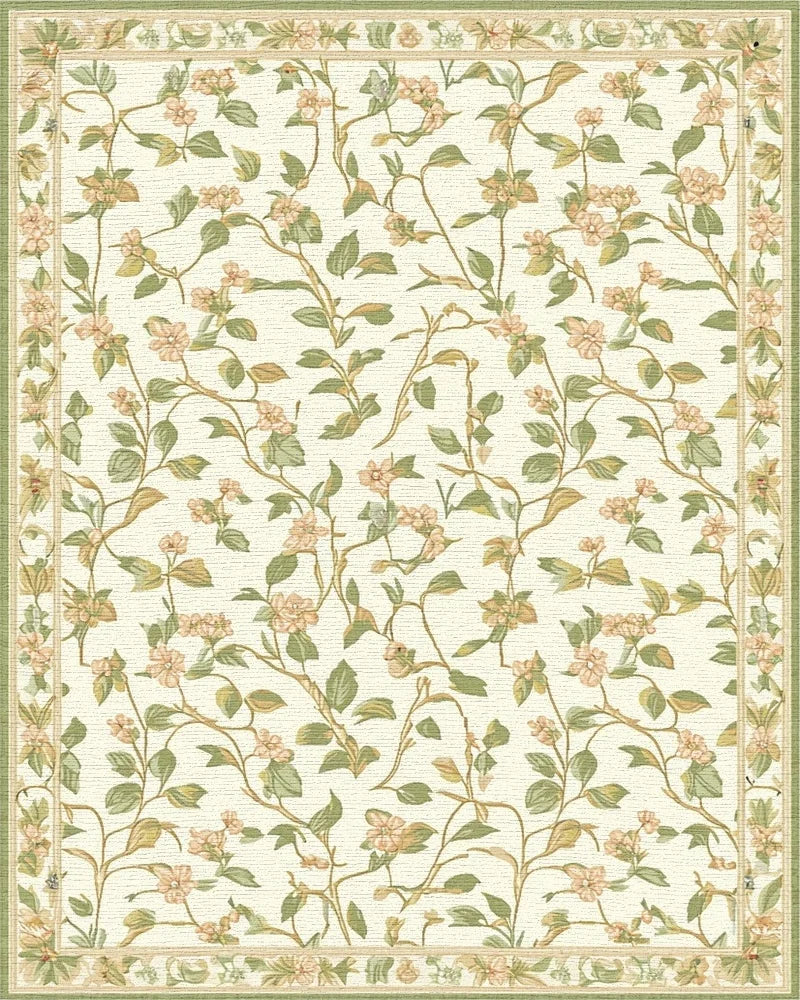 Cream Floral Garden Vine Rug - Cutout View