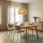 Cream Floral Garden Vine Rug - Dining Room View
