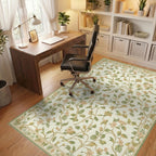 Cream Floral Garden Vine Rug - Office View