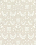 Cream Folk Art Birds Flowers Rug - Cutout View