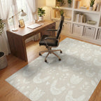 Cream Folk Art Birds Flowers Rug Office View