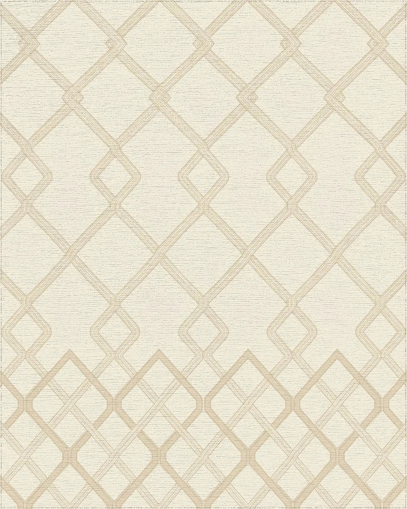 Cream Geometric Interlocking Lattice Rug - Cutout View
