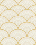 Cream Gold Fan Scale Geometric Rug - Cutout View