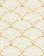 Cream Gold Fan Scale Geometric Rug - Cutout View