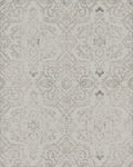 Cream Gray Vintage Damask Scroll Rug - Cutout View